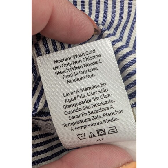 Free Assembly Blue White Striped Sleeve Long Ruffle Sleeve Top Size Medium - Picture 7 of 9